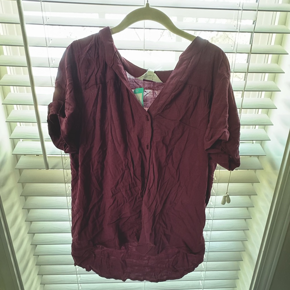 Maroon cap sleeve blouse - NEW WITH TAGS